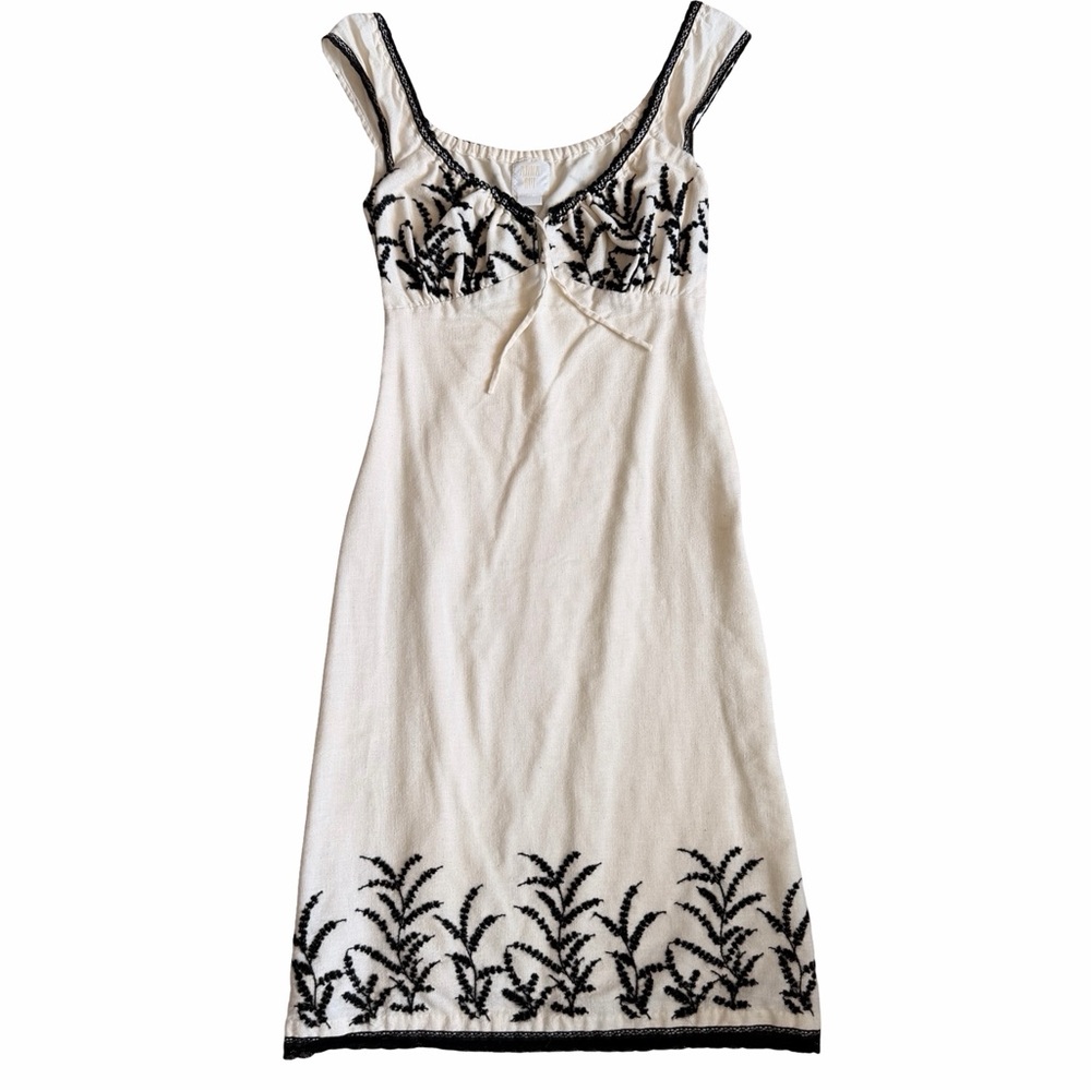 Anna Sui Cream Embroidered Midi Dress – Size S